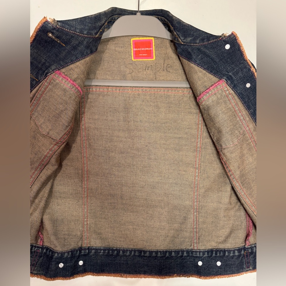 Limited Edition Isaac Mizrahi Denim Jean Jacket Frayed Edges (RARE SAMPLE) - Picture 6 of 9